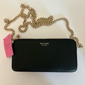 Kate Spade New York Margaux Double-zip Mini Crossbody Black w Gold Chain